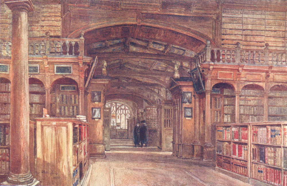 OXFORD. Interior of the Bodleian Library 1903 old antique print picture